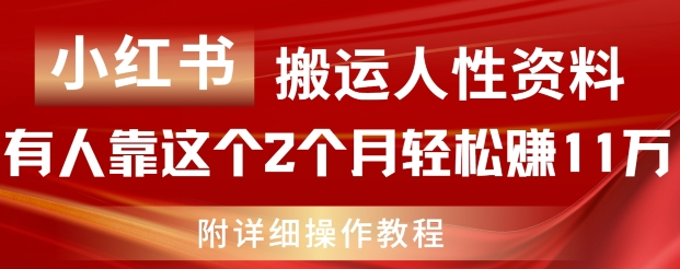 小红书搬运人性资料，有人靠这个2个月轻松赚11w，附教程