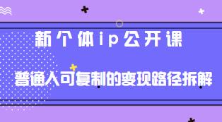 新个体ip公开课，普通人可复制的变现路径拆解