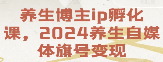 养生博主ip孵化课，2024养生自媒体旗号变现