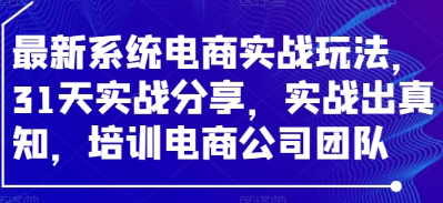 最新系统电商实战玩法，31天实战分享，实战出真知，培训电商公司团队