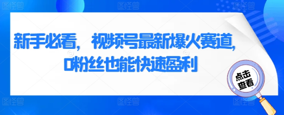 新手必看，视频号最新爆火赛道，0粉丝也能快速盈利