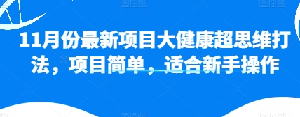 11月份最新项目大健康超思维打法，项目简单，适合新手操作