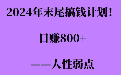 2024年末尾搞钱计划，男粉项目，人性弱点，日入多张