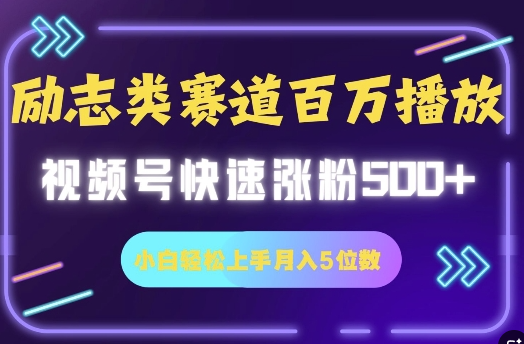 励志类赛道也能百万播放，快速涨粉500+视频号变现月入5位数