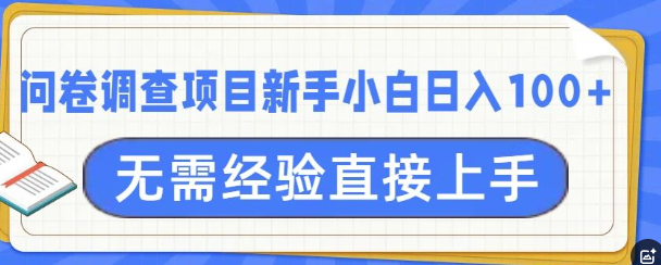 问卷调查项目，不需要经验小白上手无压力，轻松日入100+
