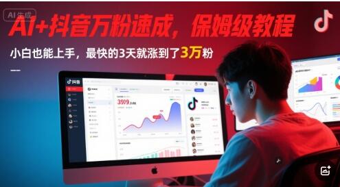 AI+抖音万粉速成，保姆级教程，小白也能上手，最快的3天就涨到了3万粉(更新)