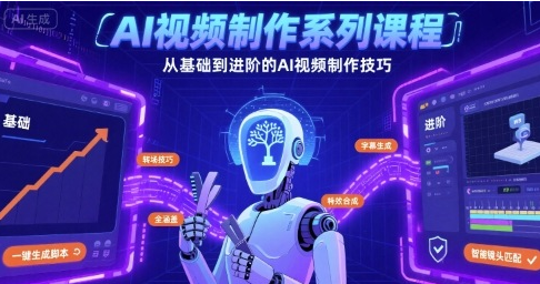 AI视频制作系列课程，从基础到进阶的AI视频制作技巧全涵盖
