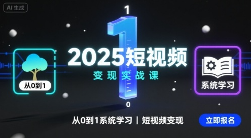 2025短视频变现实战课，从0到1系统学习短视频变现