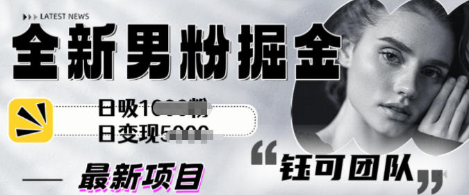 全新男粉掘金思路日吸粉100+日变现1k+