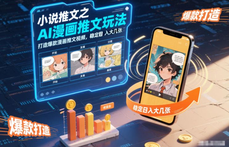 小说推文之AI漫画推文玩法，打造爆款漫画推文视频，稳定日入大几张