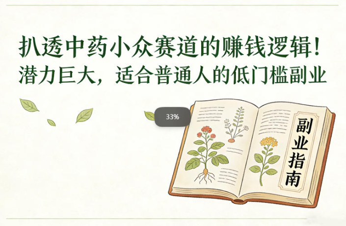 扒透中药小众赛道的賺米逻辑，潜力巨大，适合普通人的低门槛副业