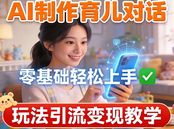 AI制作育儿对话，零基础轻松上手，玩法引流变现教学
