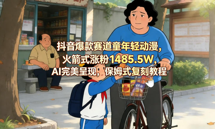 抖音爆款赛道童年轻动漫，火箭式涨粉1485.5W，AI完美呈现，保姆式复刻教程