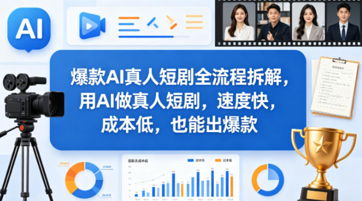 爆款AI真人短剧全流程拆解，用AI做真人短剧，速度快，成本低，也能出爆款