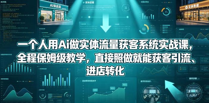 一个人用Ai做实体流量获客系统实战课，全程保姆级教学，直接照做就能获客引流、进店转化-创业屋 - 分享优质创业项目、互联网项目资源、网赚项目