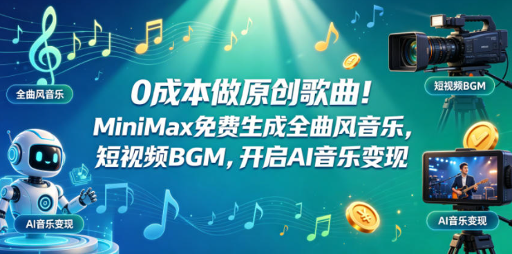 图片[1]-0成本做原创歌曲！MiniMax免费生成全曲风音乐，短视频BGM，开启AI音乐变现