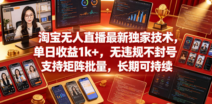 图片[1]-淘宝无人直播最新独家技术，单日收益1k+，无违规不封号，支持矩阵批量，长期可持续【揭秘】