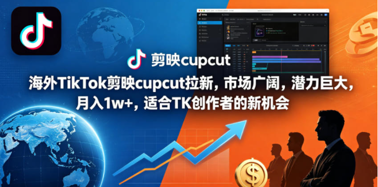 海外TikTok剪映cupcut拉新，市场广阔，潜力巨大，月入1w+，适合TK创作者的新机会-创业屋 - 分享优质创业项目、互联网项目资源、网赚项目