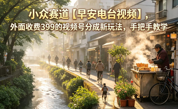图片[1]-小众赛道【早安电台视频】，外面收费399的视频号分成新玩法，手把手教学