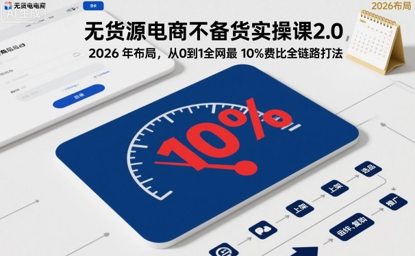 图片[1]-无货源电商不备货实操课2.0，2026年布局，从0到1全网最低10%费比全链路打法【更新26年5月19日】