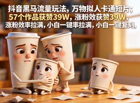 图片[1]-抖音黑马流量玩法，万物拟人卡通短片，57个作品获赞39W，涨粉效率拉满，小白一键复刻，保姆级拆解