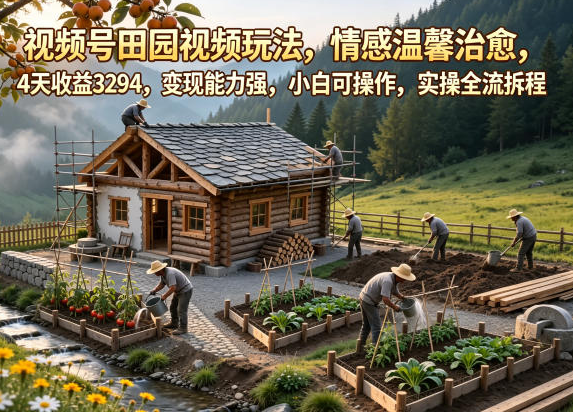 图片[1]-视频号田园视频玩法，情感温馨治愈，4天收益3294，变现能力强，小白可操作，实操全流程拆解