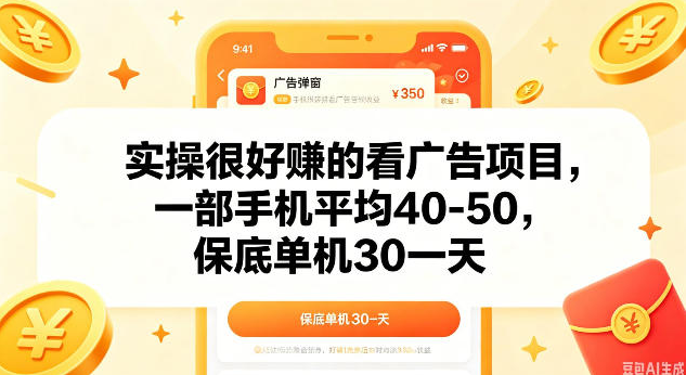 图片[1]-实操很好做的看广告项目，一部手机平均40-50，保底30单机一天【揭秘】