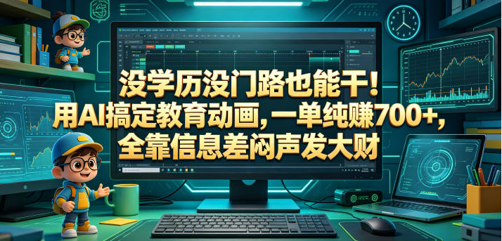 图片[1]-没学历没门路也能干！用AI搞定教育动画，一单纯賺700+，全靠信息差闷声发大财【揭秘】