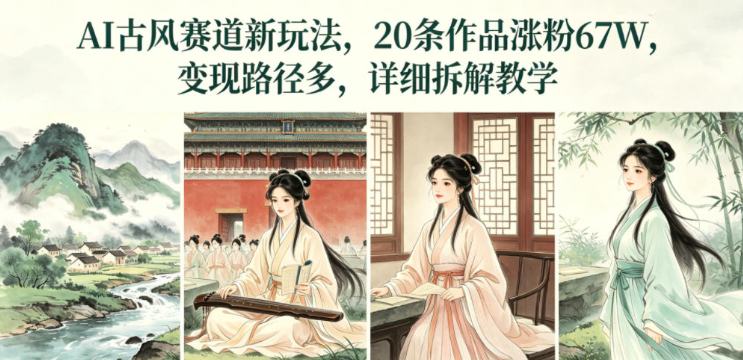 图片[1]-AI古风赛道新玩法，20条作品涨粉67W，变现路径多，详细拆解教学