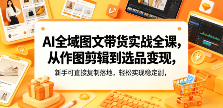 图片[1]-AI全域图文带货实战全课，从作图剪辑到选品变现，新手可直接复制落地，轻松实现稳定副业增收