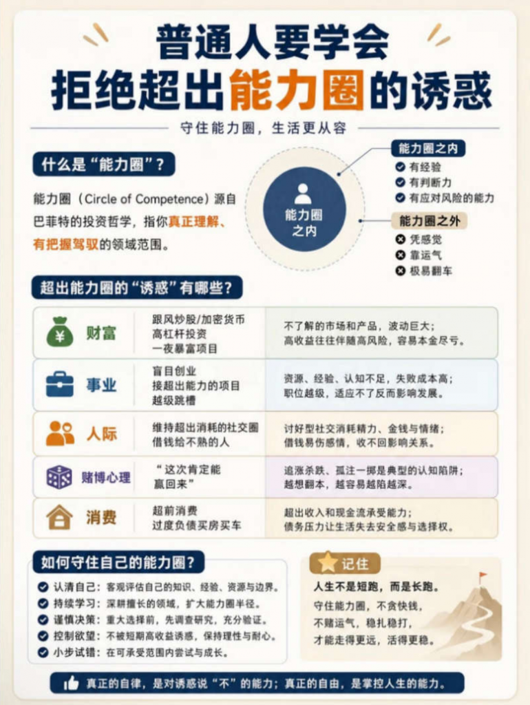 普通人要学会拒绝超出能力圈的诱惑
