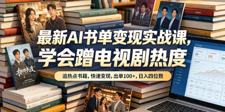 最新AI书单变现实战课,学会蹭电视剧热度,追热点书籍,快速变现,出单100+,日入四位数-创业屋 - 分享优质创业项目、互联网项目资源、网赚项目