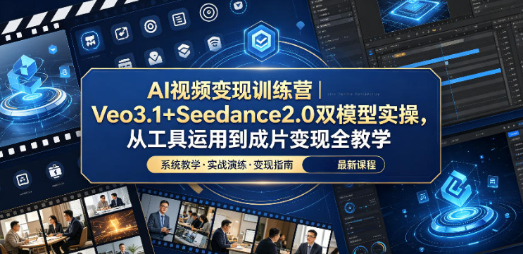 AI视频变现训练营|Veo3.1+Seedance2.0双模型实操,从工具运用到成片变现全教学-创业屋 - 分享优质创业项目、互联网项目资源、网赚项目