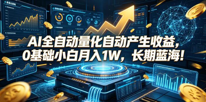 AI全自动量化自动产生收益，0基础小白月入1W，长期蓝海！【揭秘】