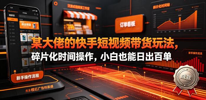 某大佬的26年最新快手短视频带货玩法，碎片化时间操作，小白也能日出百单