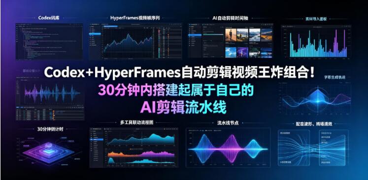 Codex＋HyperFrames自动剪辑视频王炸组合！30分钟内搭建起属于自己的AI剪辑流水线（完整版实操教程手册）