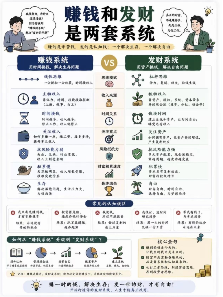 赚钱和发财是两套系统