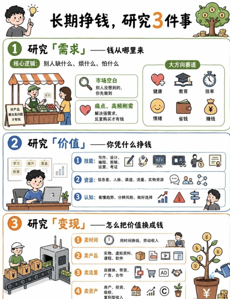 想长期赚钱 平时只研究这三件事就够了