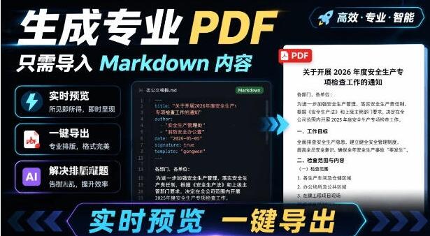 只需导入Markdown内容，实时预览一键导出专业PDF！轻松解决AI生成内容排版问题Presto