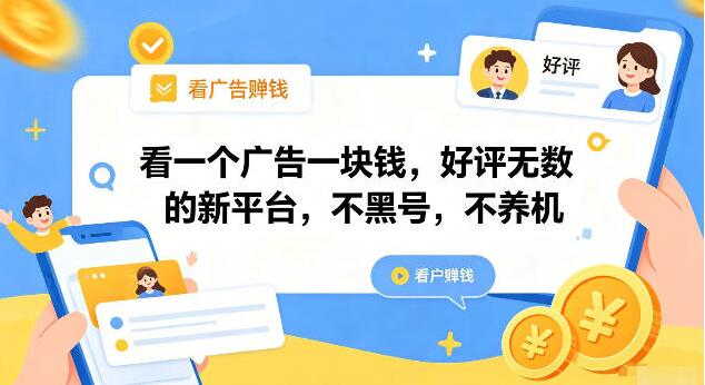 看一个广告一块钱，好评无数的新平台，不黑号，不养机【揭秘】