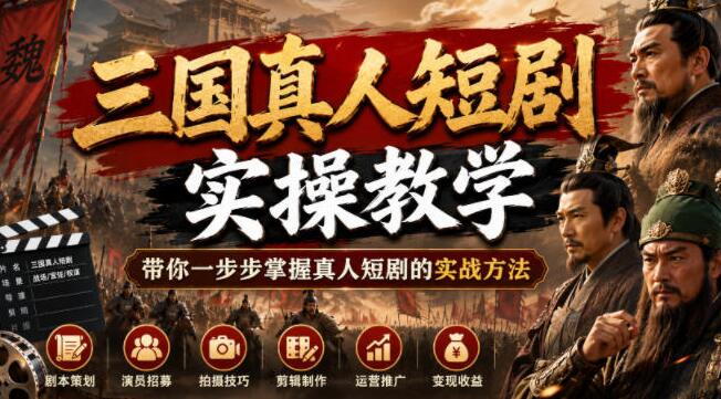 三国真人短剧实操教学，带你一步步掌握真人短剧的实战方法