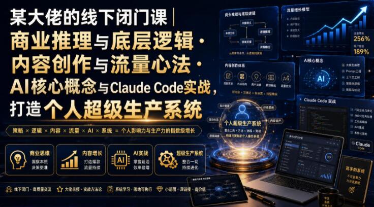 某大佬的线下闭门课｜商业推理与底层逻辑・内容创作与流量心法・AI核心概念与Claude Code实战，打造个人超级生产系统【录音+图片】