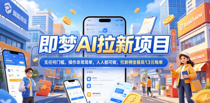 2026年即梦AI拉新项目最新玩法，无任何门槛，操作非常简单，人人都可做，拉新佣金最高13米每单（更新08月07日）