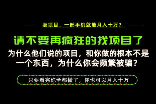 为什么做项目的人大多都是炮灰？为什么只有卖项目才能稳？看完你也可以月入10W+【揭秘】