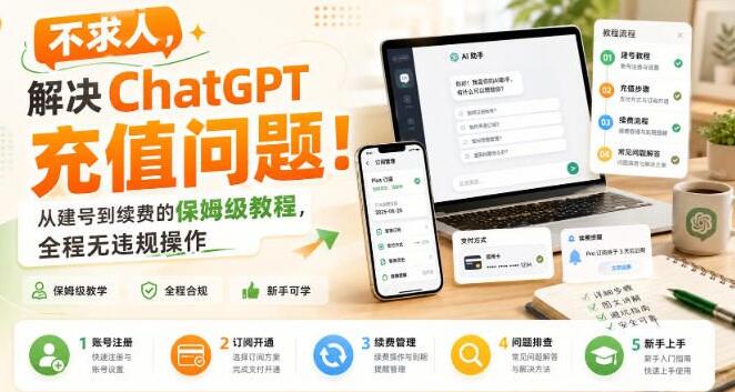 不求人，解决ChatGPT充值问题！从建号到续费的保姆级教程，全程无违规操作
