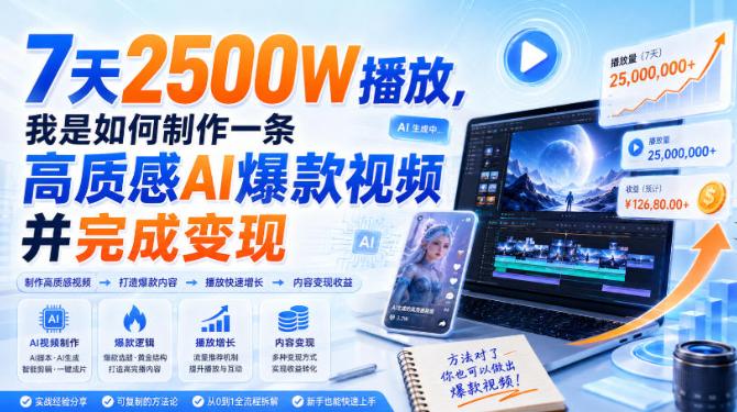 7天2500W播放，我是如何制作一条高质感AI爆款视频并完成变现