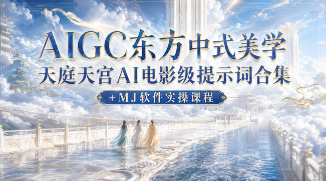 AIGC东方中式美学天庭天宫AI电影级提示词合集+MJ软件实操课程