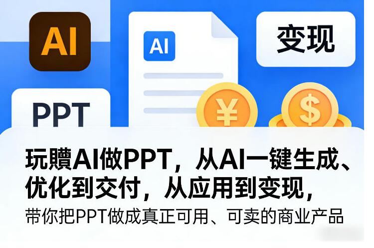 玩賺AI做PPT，从AI一键生成、优化到交付，从应用到变现，带你把PPT做成真正可用、可卖的商业产品（更新0904）