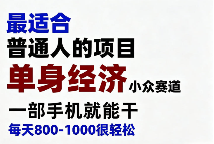 身经济小众赛道，一部手机就能干，每天搞个800-1000很轻松，最适合普通人的项目【揭秘】