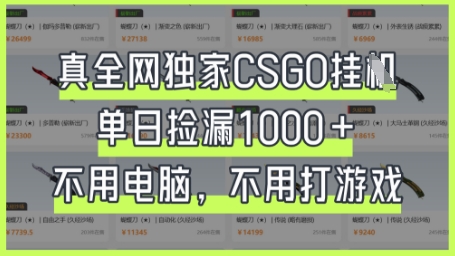 真全网独家CSGO挂G，单日捡漏1k+【揭秘】-创业屋 - 分享优质创业项目、互联网项目资源、网赚项目